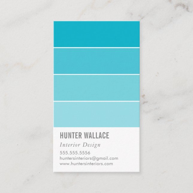 PAINT SWATCH CHIP modern decor ombre blue Business Card (Front)