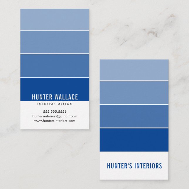 PAINT SWATCH CHIP modern design ombre royal blue Business Card (Front/Back)