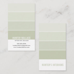 PAINT SWATCH CHIP modern design ombre sage green Business Card