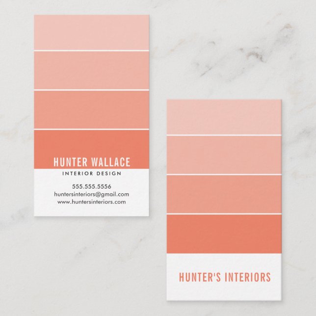 PAINT SWATCH CHIP modern interiors ombre orange Business Card (Front/Back)