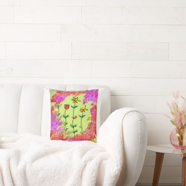 Paint Swatch Floral  Throw Pillow (Couch)