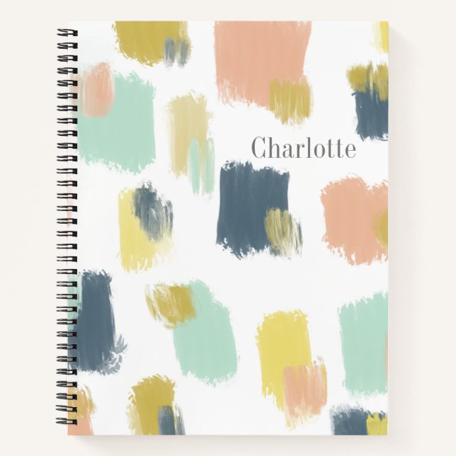Paint Swatches in Pastel Earth Tones with Name Notebook (Front)