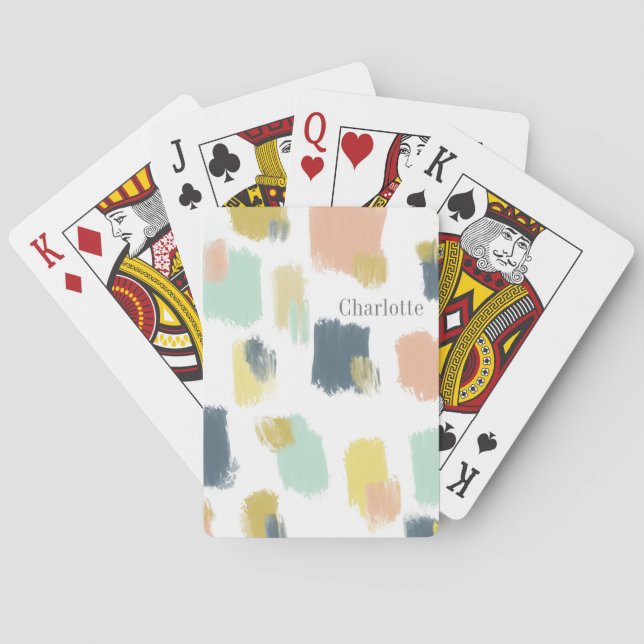 Paint Swatches in Pastel Earth Tones with Name Playing Cards (Back)
