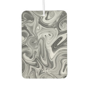 Paint Swirl Art INITIALS Black White Grey Mod Hip Air Freshener