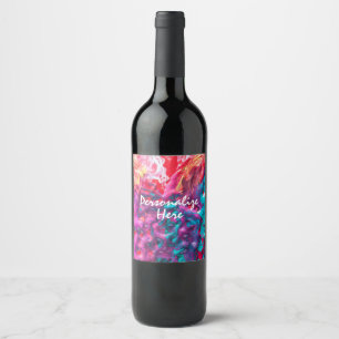 Paint swirl art wine bottle label