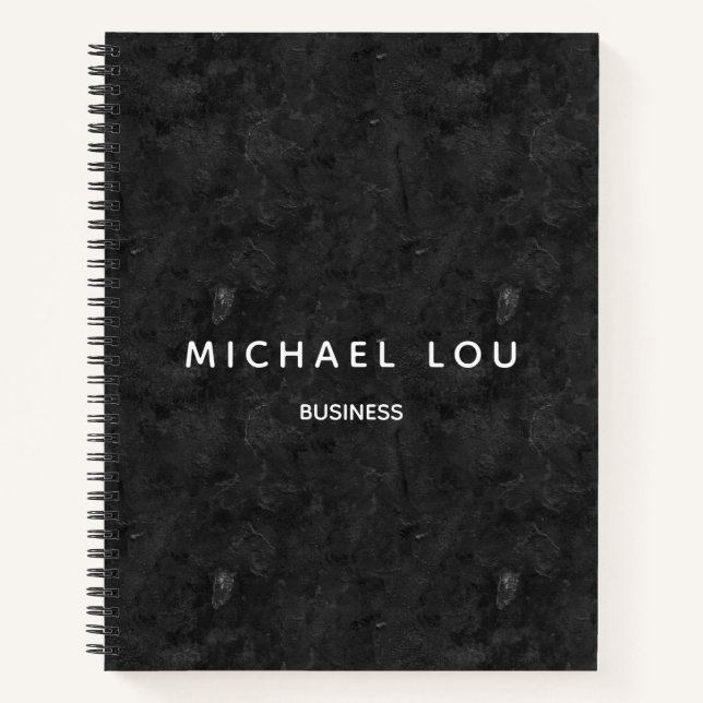 Paint Texture Black Minimal Professional Notebook (Front)