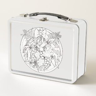 Paint the picture yourself a tropical pattern  metal lunch box