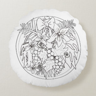 Paint the picture yourself a tropical pattern round pillow