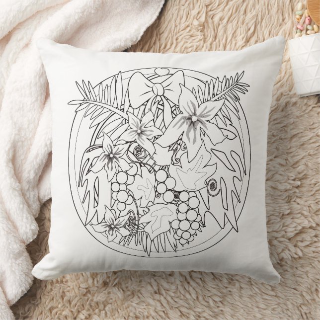 Paint the picture yourself a tropical pattern throw pillow (Blanket)