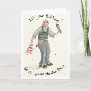 "Paint the Town Red!" Birthday Card for a man