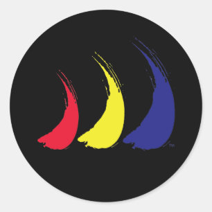Paint-The-Wind Splashy Sails_on black Classic Round Sticker