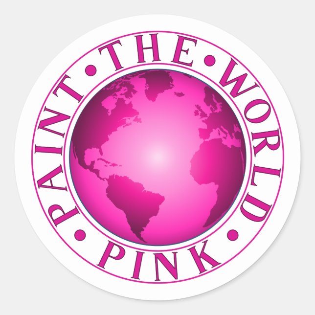PAINT THE WORLD PINK Earth Diversity Celebration Classic Round Sticker (Front)