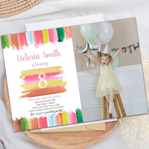 Paint Watercolor Age Centre Birthday Invitation