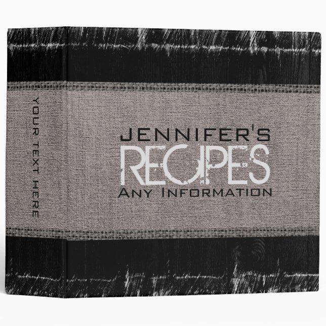 Paint Wood Look Cooking Fabric Burlap #4 Binder (Front/Spine)