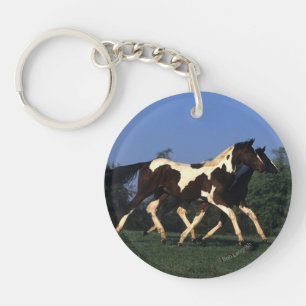Paint Yearlings Running Keychain