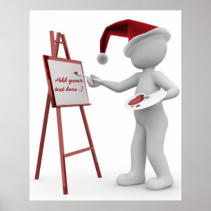 Paint your text Santa Painting Easel Red White Art Poster