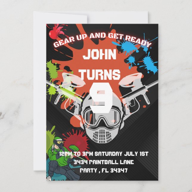 Paintball Anniversaire Fête Invitation (Devant)