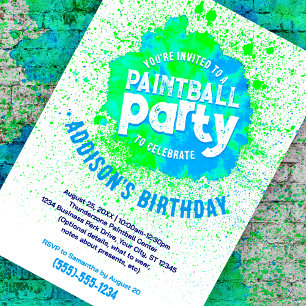 Paintball Anniversaire fête Invitation personnalis