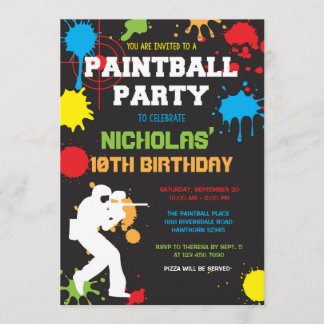 Paintball Anniversaire Invitation / Paintball Anni