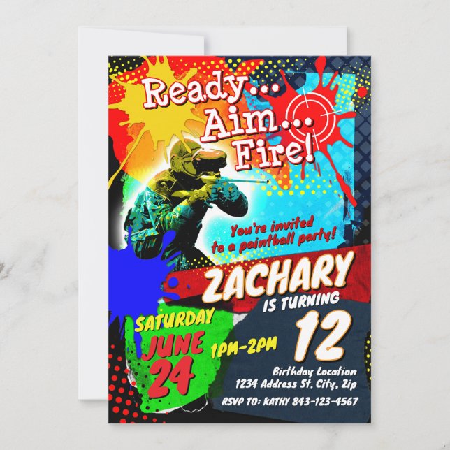 Paintball birthday invitation (Front)