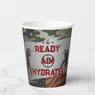 Paintball Birthday Party Military Camo USA  Paper Cups