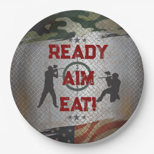 Paintball Birthday Party Military Camo USA  Paper Plate