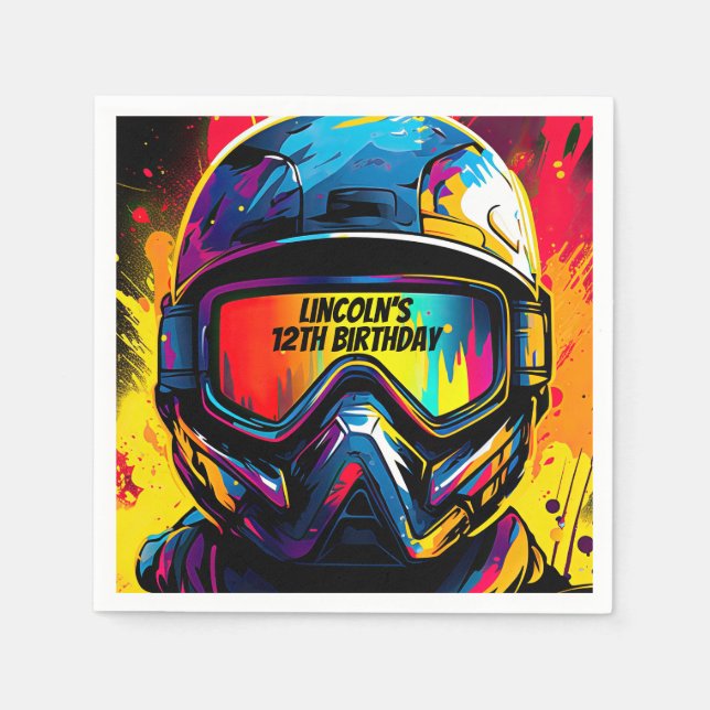 Paintball Birthday Party Personalized Napkin (Front)