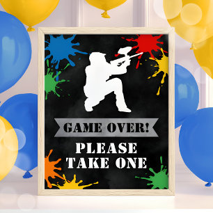 Paintball Birthday Splatter Teen Boys Favours Sign