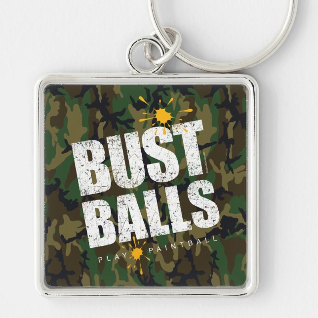 Paintball Bust Balls (camo) Keychain (Front)