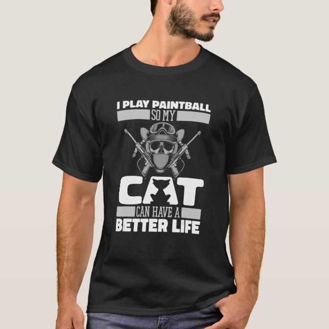 Paintball Cat Paintballer Paintballing   Paintball T-Shirt (Front)