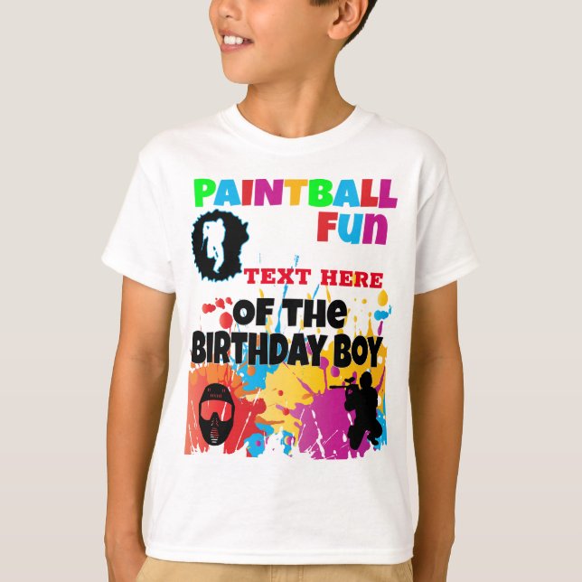 Paintball Fun Matching Colorful Birthday T-Shirt (Front)