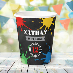 Paintball Fun Paint Splatter Kids Birthday Party Paper Cups