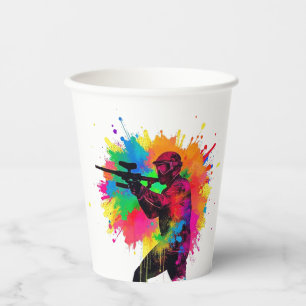 Paintball Gamer Colorful Design Paper Cups