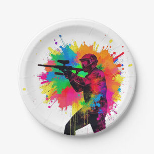 Paintball Gamer Colourful Design Paper Plate