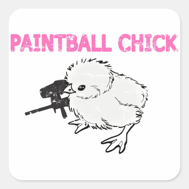 Paintball Gun Chick Square Sticker (Front)