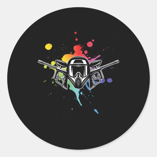 Paintball Helmet Paintball Player Marker Gift Classic Round Sticker (Front)