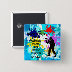 Paintball Party 2 Inch Square Button