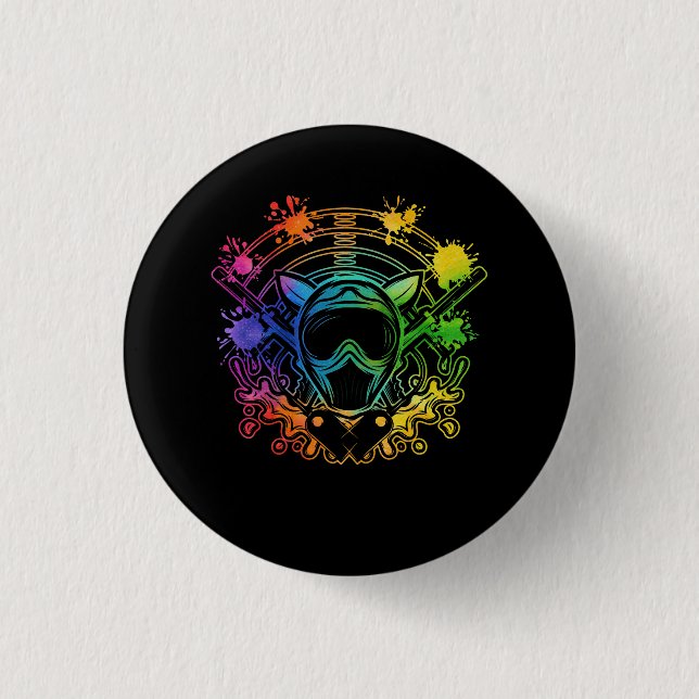 Paintball Player Paint Shooting Paintballer Air Gu 1 Inch Round Button (Front)