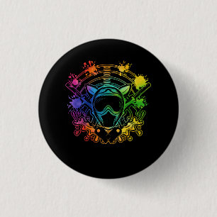 Paintball Player Paint Shooting Paintballer Air Gu 1 Inch Round Button