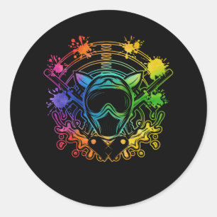 Paintball Player Paint Shooting Paintballer Air Gu Classic Round Sticker