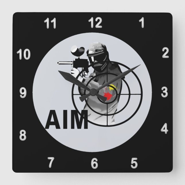 Paintball Shooter AIM Square Wall Clock (Front)