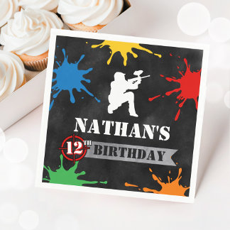 Paintball Splatter Birthday Boys Teens Napkin