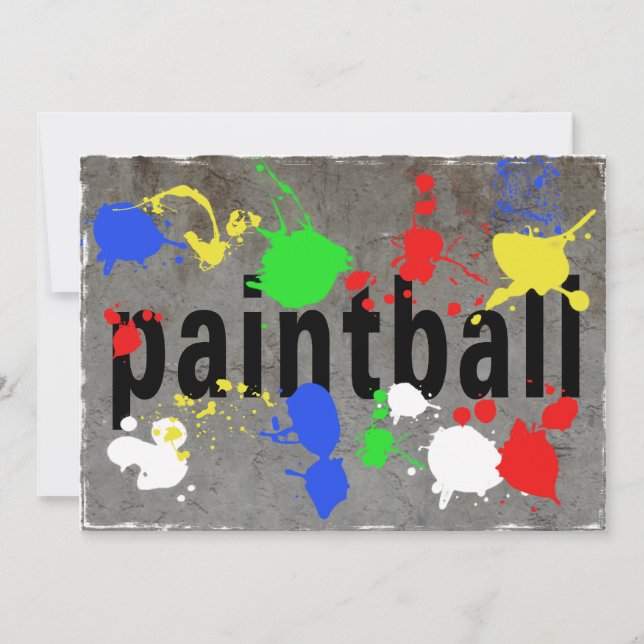 Paintball Splatter on Concrete Wall Invitation (Front)
