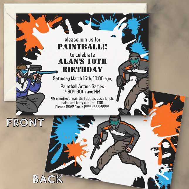 Paintball Thème Anniversaire Fête Invitation Enfan (Créateur téléchargé)
