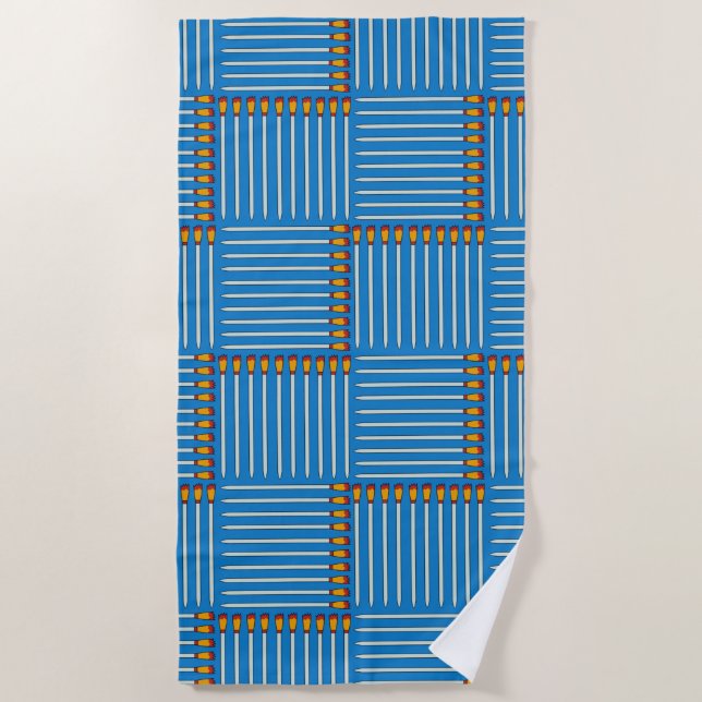 Paintbrush Crosshatch Blue Beach Towel (Front)