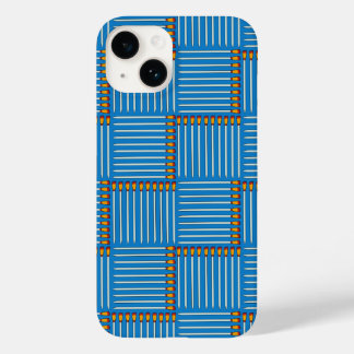 Paintbrush Crosshatch Blue Case-Mate iPhone 14 Case