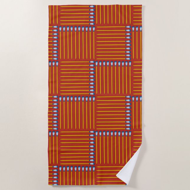 Paintbrush Crosshatch Red Beach Towel (Front)