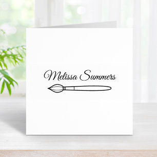 Paintbrush Custom Name Rubber Stamp