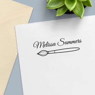 Paintbrush Custom Name Self-inking Stamp