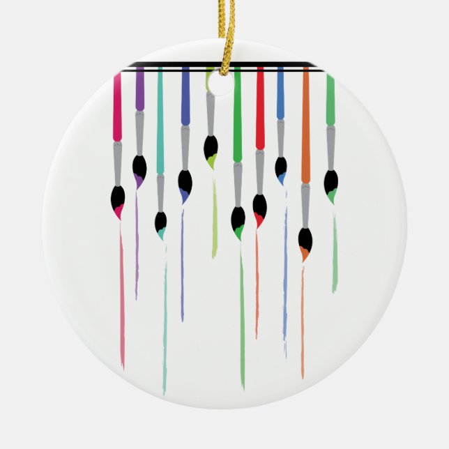 Paintbrush Paints Ceramic Ornament (Front)